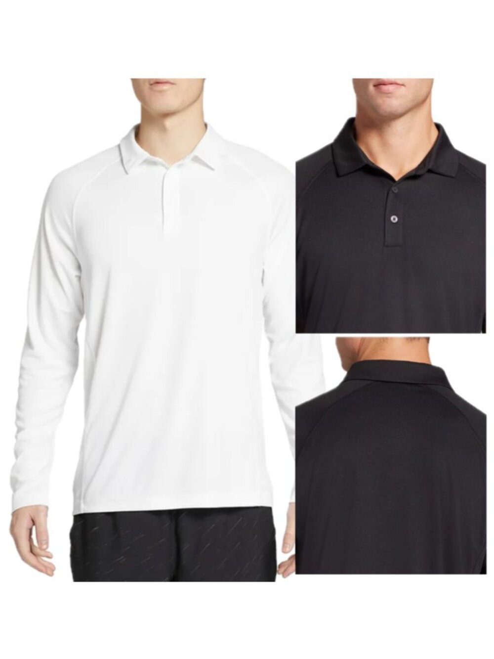 PRINCE Tennis Mesh Polo Performance UP-30 Long Sleeve Shirt (Black)